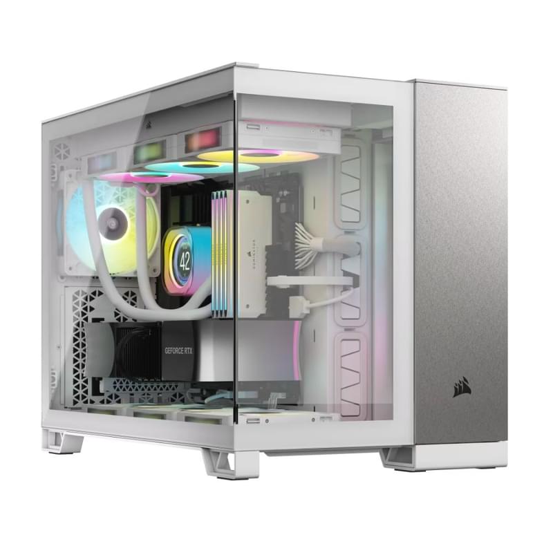 Кейс Corsair 2500X Dual Chamber White/Satin Gray Aluminum MidTower, window, mATX [CC-9011289-WW] - фото #0, Technodom.kz