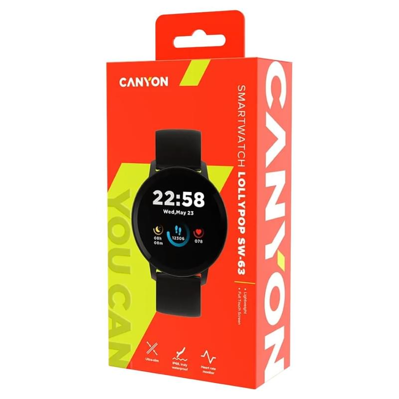 Смарт часы CANYON Lollypop SW-63 Black (CNS-SW63BB) - фото #5, Technodom.kz