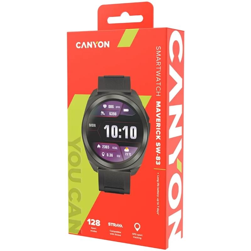 Смарт часы CANYON Maveric SW-83 GPS Black (CNS-SW83BB) - фото #6, Technodom.kz