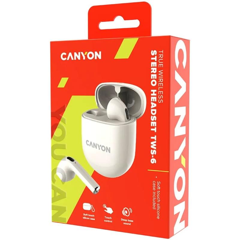 Беспроводные наушники CANYON headset TWS-6 Beige (CNS-TWS6BE) - фото #4, Technodom.kz