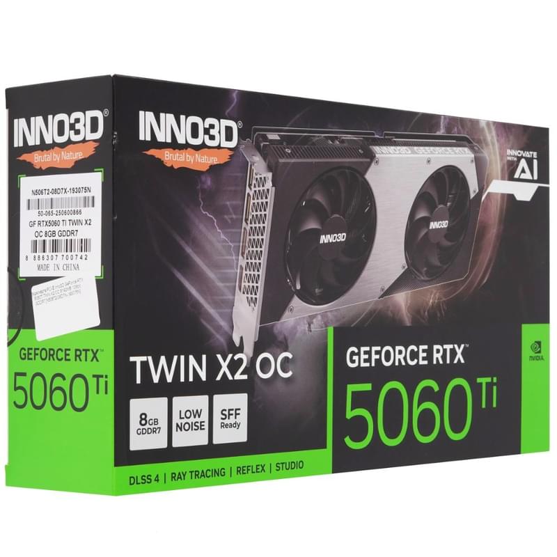 INNO3D RTX 5060 Ti TWIN X2 OC 8GB 128bit/G7 (HDMI+3DP)[N506T2-08D7X-193075N] бейнекартасы - фото #3, Technodom.kz