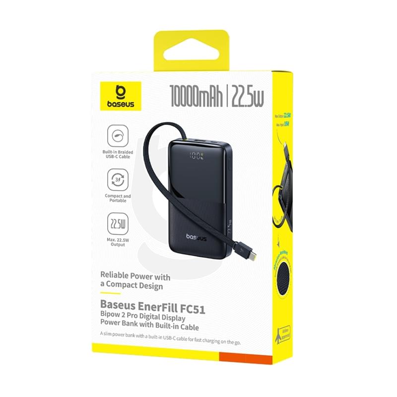 Baseus, EnerFill FC51 Bipow2 (E0027600), 10000mAh, 22.5W портативті сыртқы аккумуляторы, Қара - фото #2, Technodom.kz