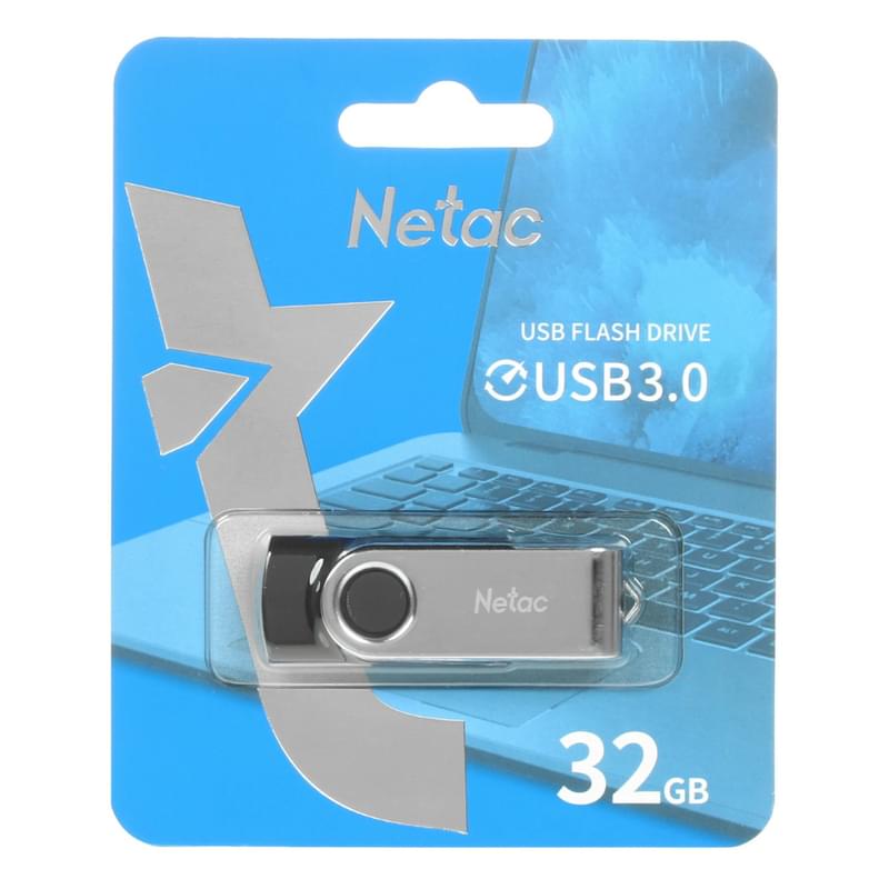 USB Флешкасы 32GB U505 Netac USB 3.2 Silver/Black [NT03U505N-032G-32BK] - фото #0, Technodom.kz