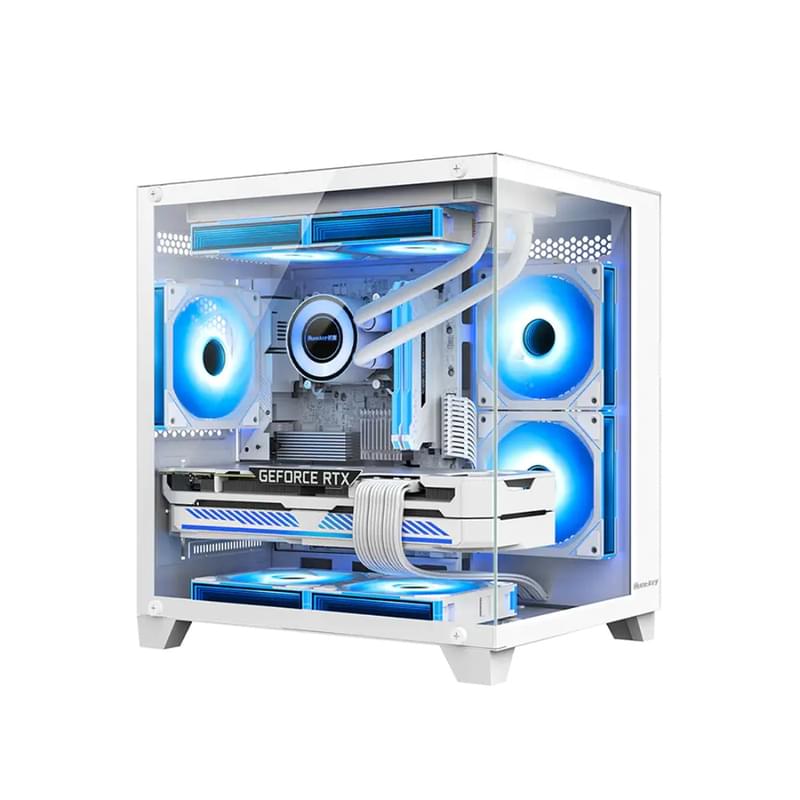 Кейс Huntkey S900 Sandstorm MiniTower, window, White mATX [S900 White] - фото #0, Technodom.kz