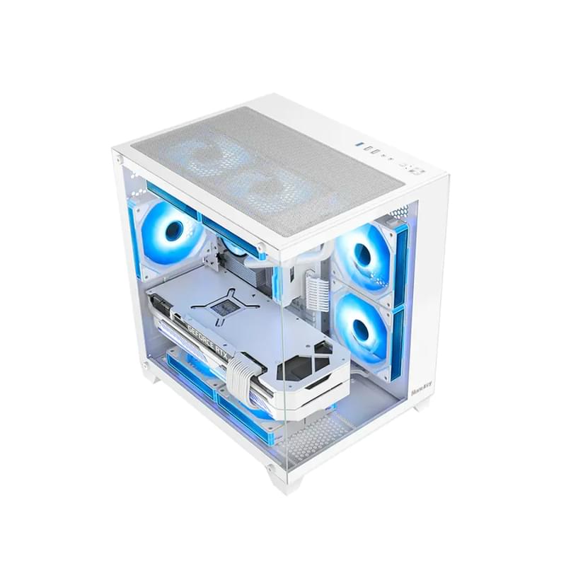 Кейс Huntkey S900 Sandstorm MiniTower, window, White mATX [S900 White] - фото #1, Technodom.kz