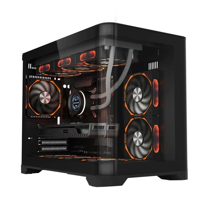 1STPLAYER UVIEW UV6 MiniTower, window, Black mATX 3x120mm FAN [UV6-BK-2FC7R-1FC7] кейсі - фото #0, Technodom.kz