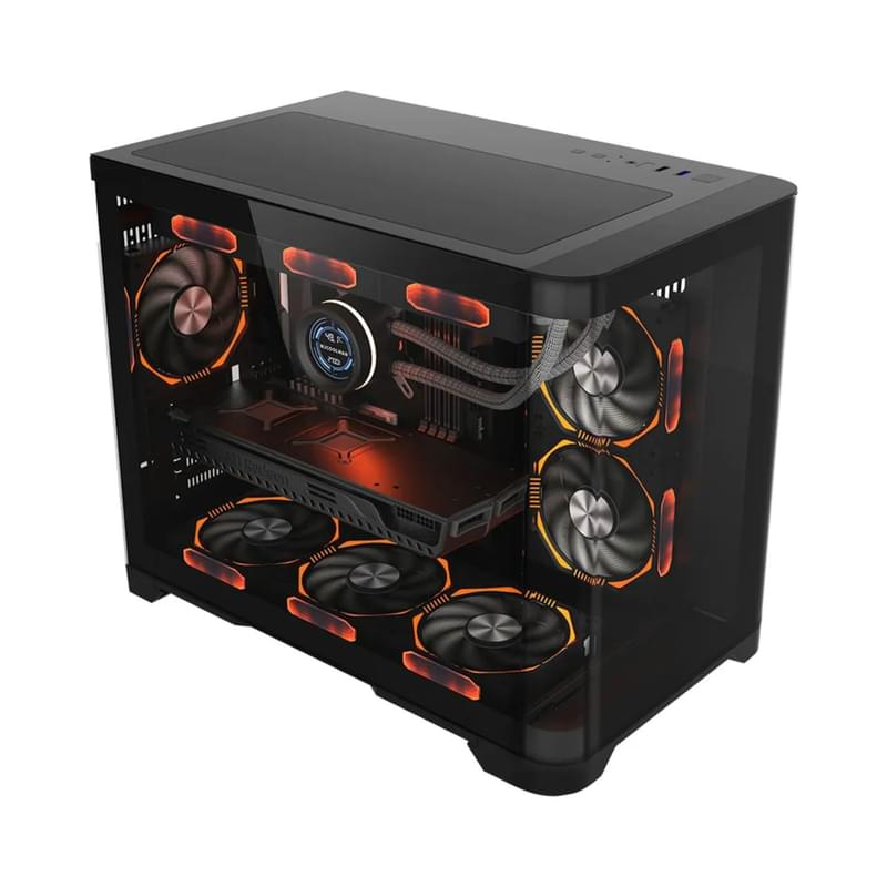 1STPLAYER UVIEW UV6 MiniTower, window, Black mATX 3x120mm FAN [UV6-BK-2FC7R-1FC7] кейсі - фото #3, Technodom.kz