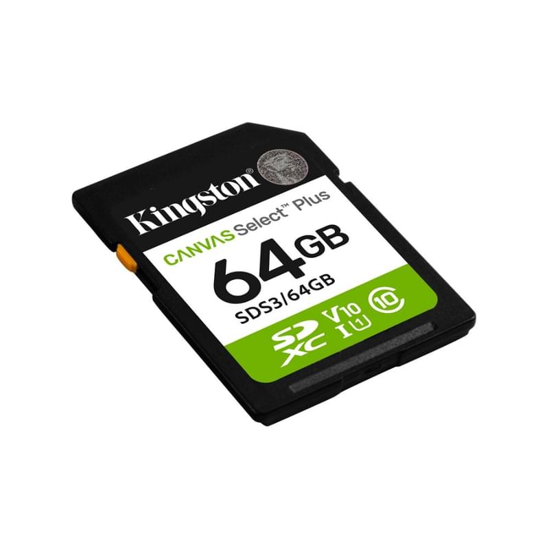 Карта памяти, Kingston, SDS3/64GB, SDXC 64GB, Canvas Select Plus, C10, U1, V10 - фото #1, Technodom.kz