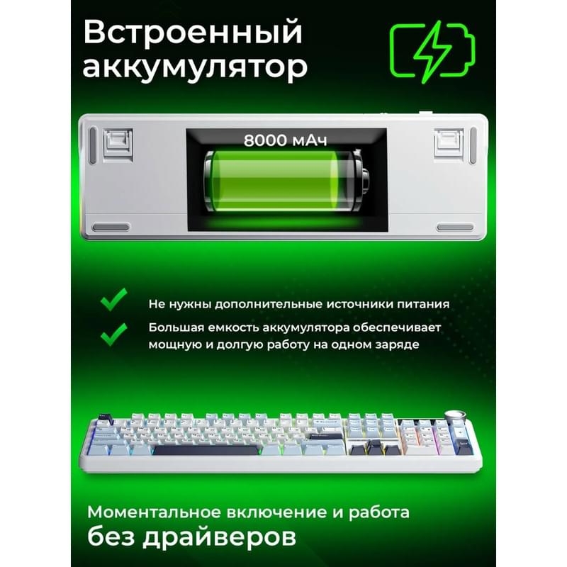 Игровая клавиатура беспроводная AULA F108, Light Blue-White-Black Purple - фото #14, Technodom.kz Игровая клавиатура беспроводная AULA F108, Light Blue-White-Black Purple - фото #14, Technodom.kz