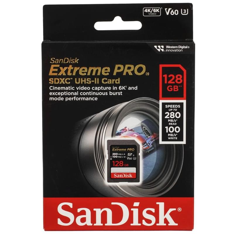 Карта памяти SDXC 128GB SanDisk Extreme PRO UHS-II V60 4K [SDSDXEP-128G-GN4IN] - фото #0, Technodom.kz