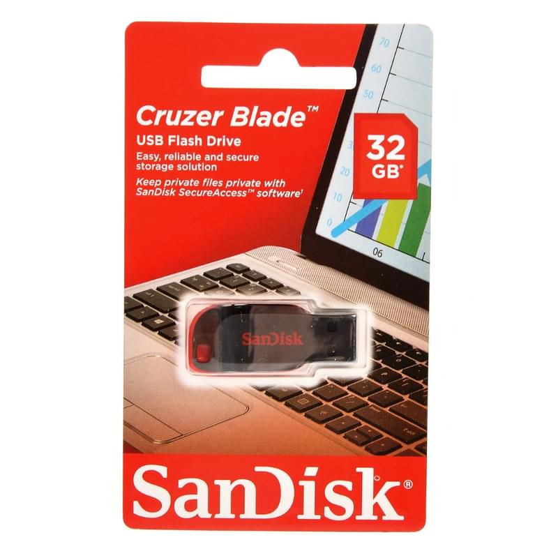 USB флеш-накопитель 32GB SanDisk Cruzer Blade USB 2.0 [SDCZ50-032G-B35] - фото #0, Technodom.kz