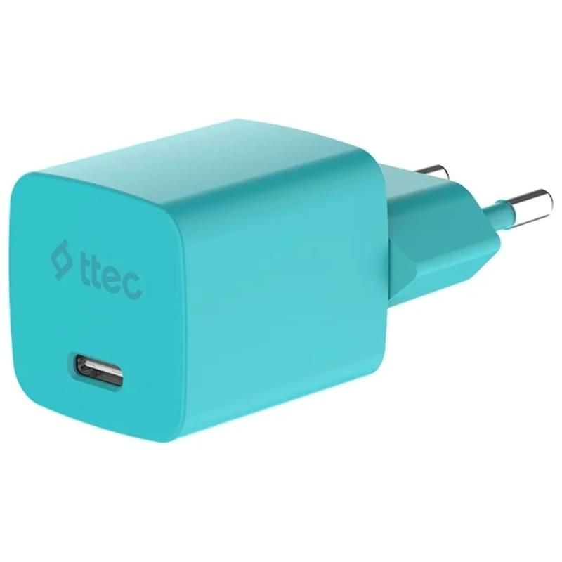 Адаптер и кабель ttec GAN 45W PD Travel Fast Charger + USB-C - USB-C 3A Cable Neon Blue (2SCG45CNM) - фото #1, Technodom.kz