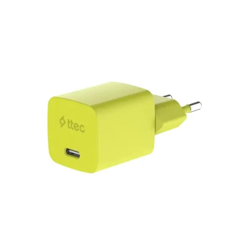 Адаптер и кабель ttec GAN 45W PD Travel Fast Charger + USB-C - USB-C 3A Cable Neon Yellow (2SCG45CNS - фото #1, Technodom.kz