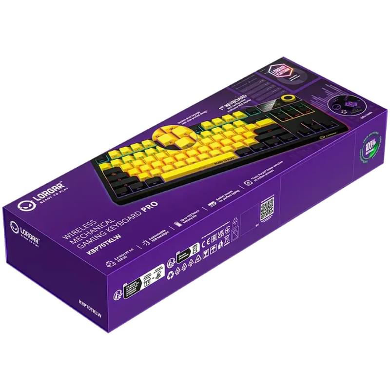 Игровая клавиатура беспроводная Lorgar Pro KBP70TKLW, Black/Yellow - фото #8, Technodom.kz