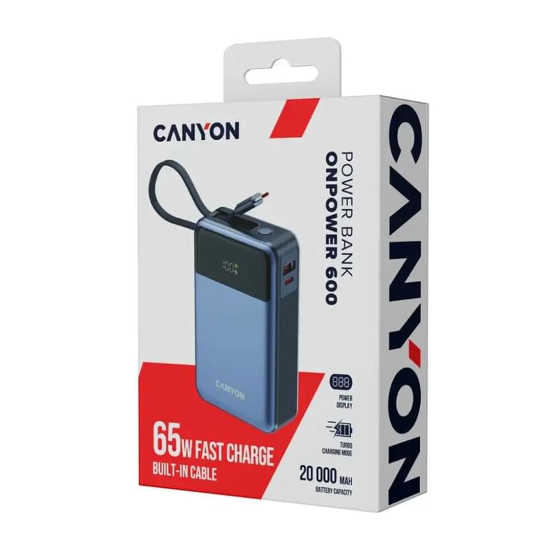 CANYON OnPower 600 сыртқы аккумуляторы, 20000mah, 65 Вт, кірістірілген кабелімен - фото #6, Technodom.kz