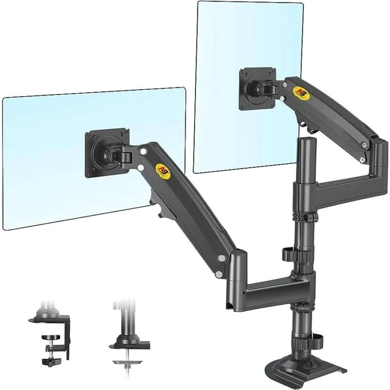 Кронштейн настольный для 2 мониторов North Bayou H180-XE 17"-32" 2-9кг VESA 100 Black [H180-XE] - фото #1, Technodom.kz
