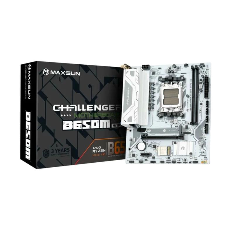 Материнская плата Maxsun MS-Challenger B650M WIFI ICE AM5 2DDR5 1xPCI-Ex16 (HDMI+DP) mATX - фото #0, Technodom.kz