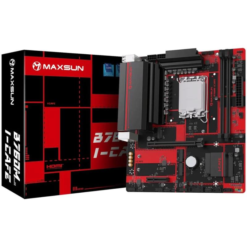 Maxsun MS-B760M I-CAFE D4 LGA1700 2DDR4 1xPCI-Ex16 (HDMI+VGA) mATX аналық плата - фото #0, Technodom.kz