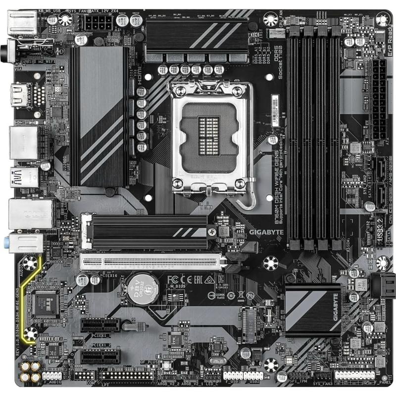 Gigabyte B760M DS3H WIFI6E GEN5 LGA1700 4DDR5 2xPCI-Ex16 (HDMI+DP) mATX аналық плата - фото #0, Technodom.kz