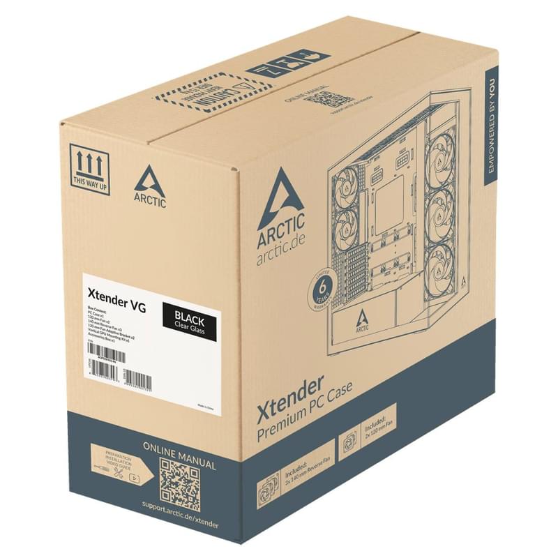 ARCTIC Xtender VG MidTower, window, Black E-ATX Vertical GPU Mount+Riser [ACPCC00024A] кейсі - фото #8, Technodom.kz