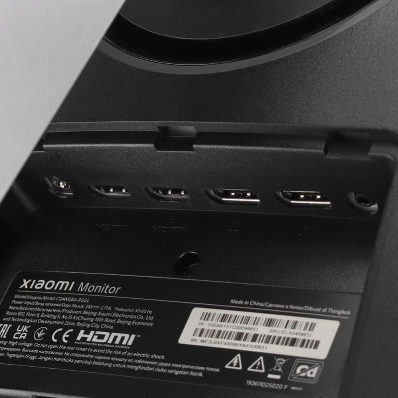 Монитор Игровой 34" Xiaomi G34WQi 2026 3440x1440 21:9 VA1500R 180Гц (HDMI+DP) Black [C34WQDA-RGGL] - фото #8, Technodom.kz