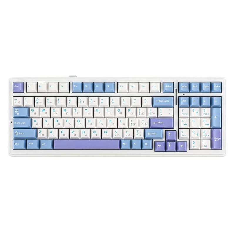 Игровая клавиатура беспроводная AULA F99, White-blue-purple - фото #1, Technodom.kz Игровая клавиатура беспроводная AULA F99, White-blue-purple - фото #1, Technodom.kz