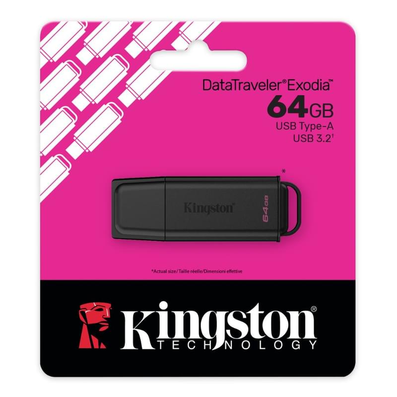 USB Флешкасы 64GB Kingston DataTraveler Exodia Type-A 3.2 Gen 1 Black [DTXG2/64GB] - фото #3, Technodom.kz