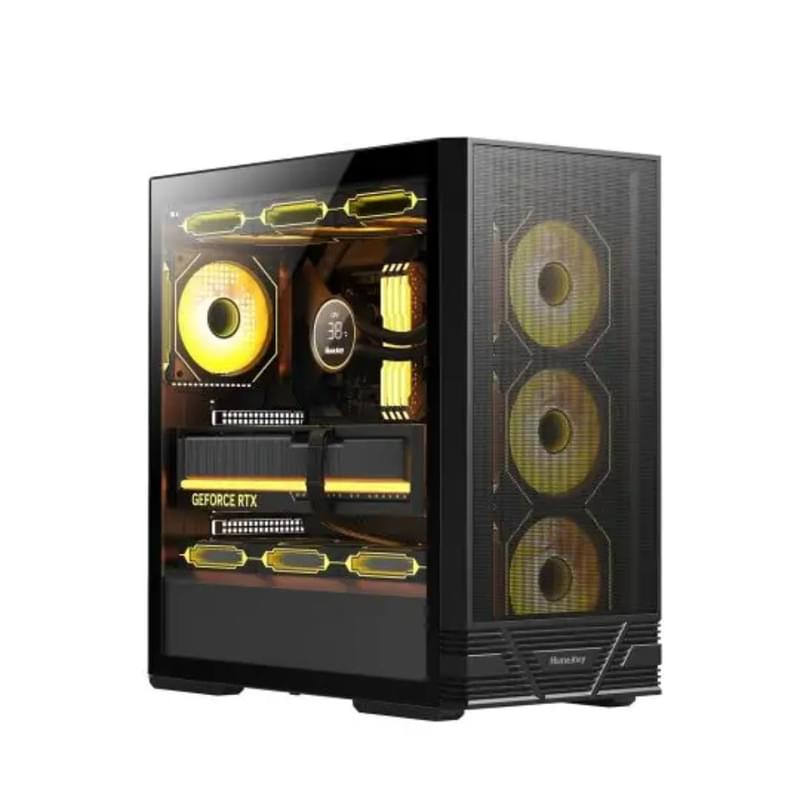 Корпус Mid Tower Huntkey GS660C Black (ATX/mATX/ITX) 4x120mm ARGB [GS660C] - фото #3, Technodom.kz