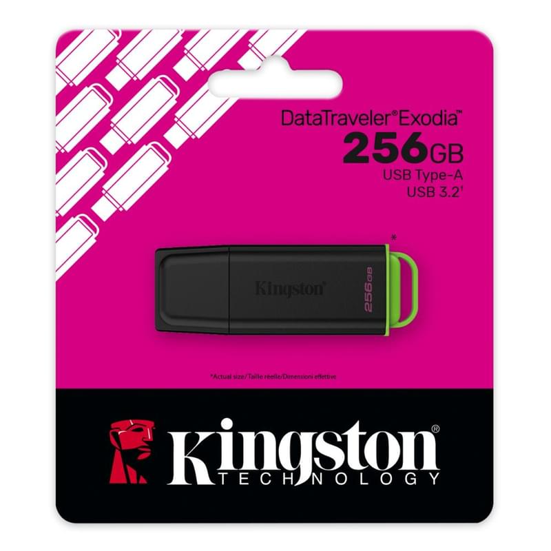 USB Флешка 256GB Kingston DataTraveler Exodia USB 3.2 Gen1 Black/Green [DTXG2/256GB] - фото #3, Technodom.kz