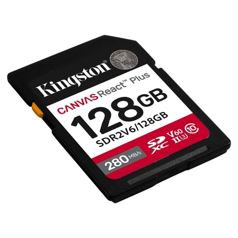 Карта памяти SDXC 128GB Kingston Canvas React Plus UHS-II U3 V60 280/100MB/s [SDR2V6/128GB] - фото #1, Technodom.kz