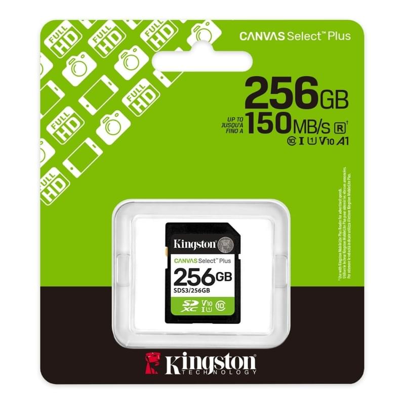 SDXC 256GB Kingston Canvas Select Plus UHS-I U1 V10 150MB/s жад картасы [SDS3/256GB] - фото #2, Technodom.kz