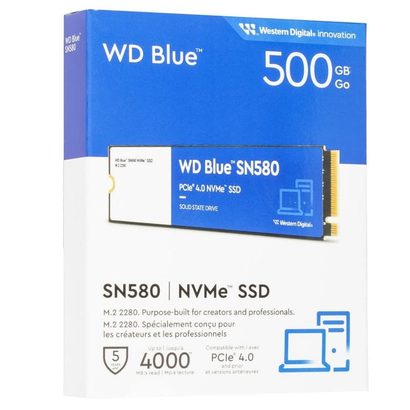 Внутренний SSD M.2 2280 500GB WD Blue SN580 PCIe4.0x4 NVMe [WDS500G3B0E-00CHF0] - фото #3, Technodom.kz