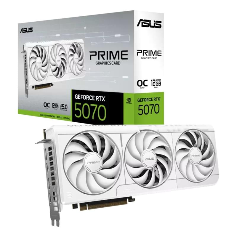 Видеокарта ASUS RTX 5070 Prime OC White 12GB GDDR7 192-bit HDMI/3DP [PRIME-RTX5070-O12G-WHITE] - фото #1, Technodom.kz
