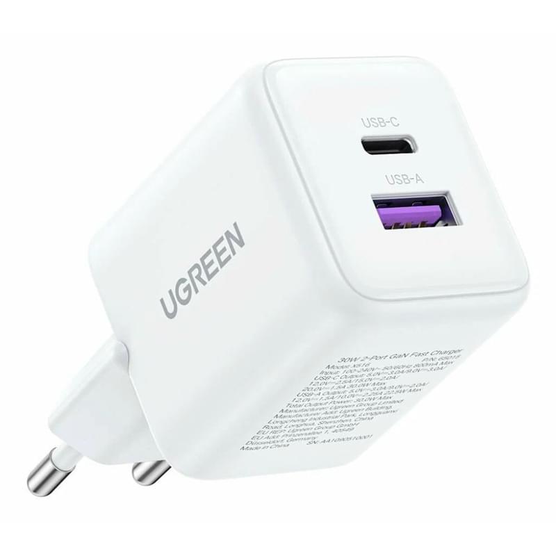 Қуат адаптері UGREEN 30W 2xPort GaN USB-C+USB-A (65015) - фото #0, Technodom.kz Қуат адаптері UGREEN 30W 2xPort GaN USB-C+USB-A (65015) - фото #0, Technodom.kz