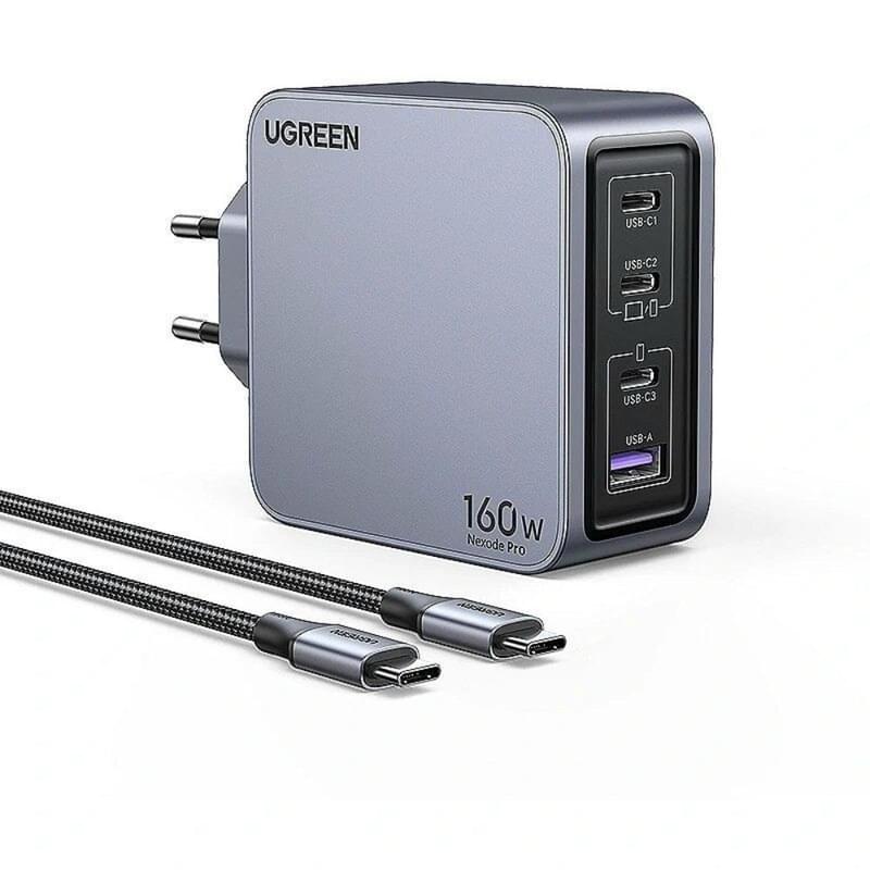 Қуат адаптері UGREEN Nexode Pro 160W 3xUSB-C+USB-A GaN, кабельмен жинақ (25877) - фото #0, Technodom.kz Қуат адаптері UGREEN Nexode Pro 160W 3xUSB-C+USB-A GaN, кабельмен жинақ (25877) - фото #0, Technodom.kz