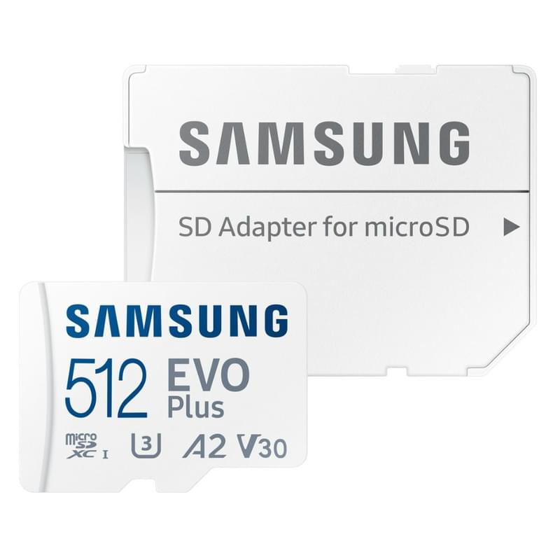 Карта памяти MicroSD 512GB Samsung EVO Plus UHS-I 160MB/s Class 10 + SD Adapter [MB-MC512SA/EU] - фото #1, Technodom.kz