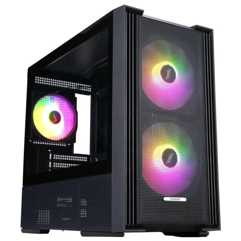 Корпус 1STPLAYER AU6 Black mATX/ITX 5xARGB [AU6-BK-2FA7-14-2FA7R-1FA7] - фото #0, Technodom.kz