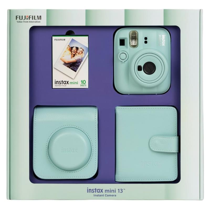 Сыйлық қаптамасындағы FUJIFILM Instax Mini Цифрлық фотоаппараты 13 Mint Green - фото #0, Technodom.kz