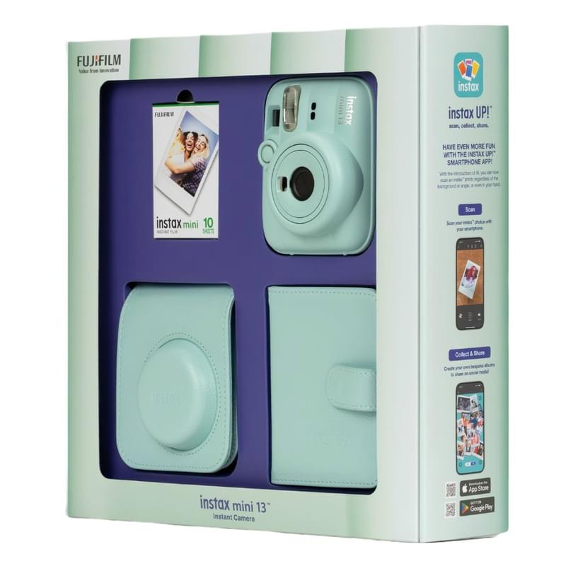 Сыйлық қаптамасындағы FUJIFILM Instax Mini Цифрлық фотоаппараты 13 Mint Green - фото #2, Technodom.kz