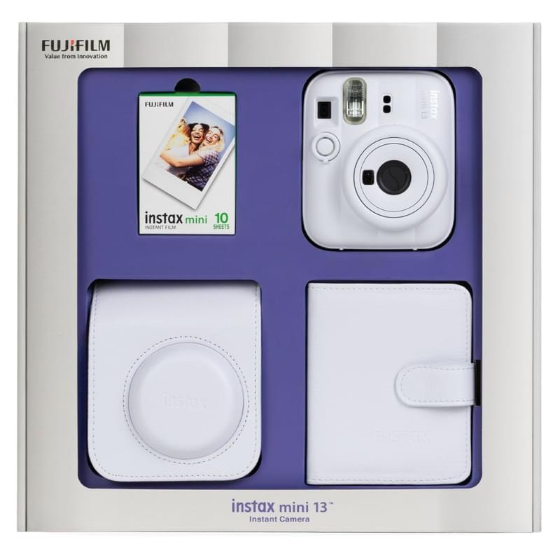 Сыйлық қаптамасындағы FUJIFILM Instax Mini Цифрлық фотоаппараты 13 Clay White - фото #0, Technodom.kz
