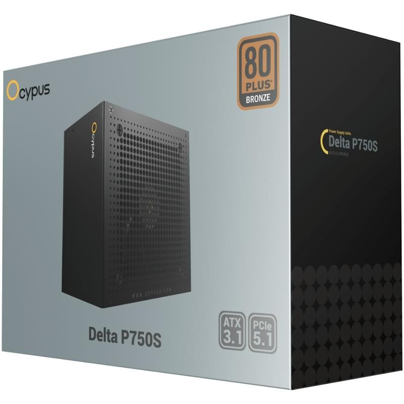 Блок питания 750W Ocypus Delta P750S ATX 3.1 80+Bronze Non Modular Black [Delta-P750S-BDFBK025X-EU] - фото #1, Technodom.kz