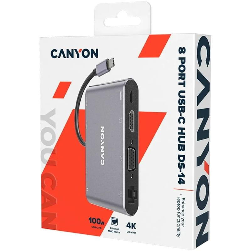 Canyon DS-14 USB-C 8in1 Dark Grey мультипортты адаптері (CNS-TDS14) - фото #1, Technodom.kz Canyon DS-14 USB-C 8in1 Dark Grey мультипортты адаптері (CNS-TDS14) - фото #1, Technodom.kz