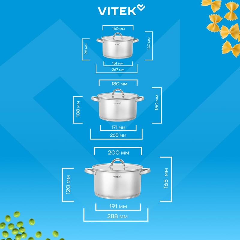 Кастрюльдер жиынтығы Vitek Вдохновение VT-SS1526 6 зат - фото #2, Technodom.kz Кастрюльдер жиынтығы Vitek Вдохновение VT-SS1526 6 зат - фото #2, Technodom.kz