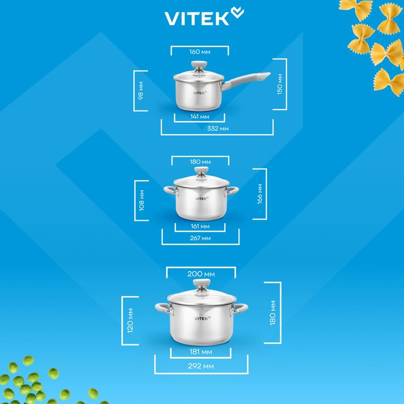 Набор посуды Vitek Вкус жизни VT-SS1216 6 предметов - фото #3, Technodom.kz