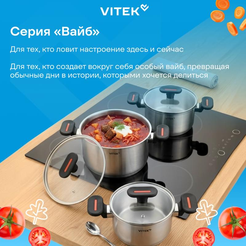 Кастрюльдер жиынтығы Vitek Вайб VT-SS1266 6 зат - фото #3, Technodom.kz Кастрюльдер жиынтығы Vitek Вайб VT-SS1266 6 зат - фото #3, Technodom.kz
