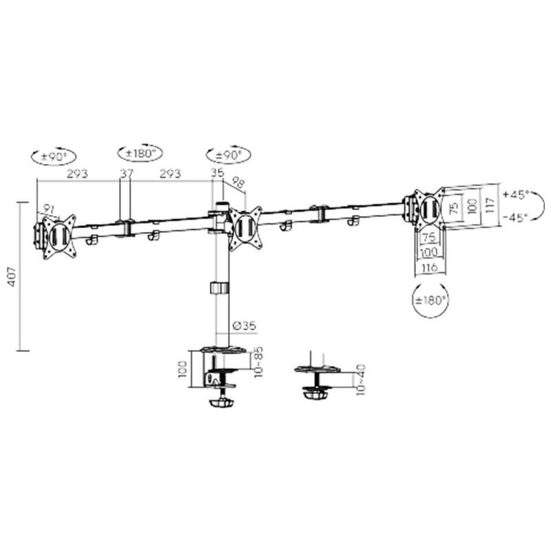 Кронштейн настольный для 3 мониторов с газлифтом 17"-27" XG (MG-1727T) - фото #2, Technodom.kz Кронштейн настольный для 3 мониторов с газлифтом 17"-27" XG (MG-1727T) - фото #2, Technodom.kz