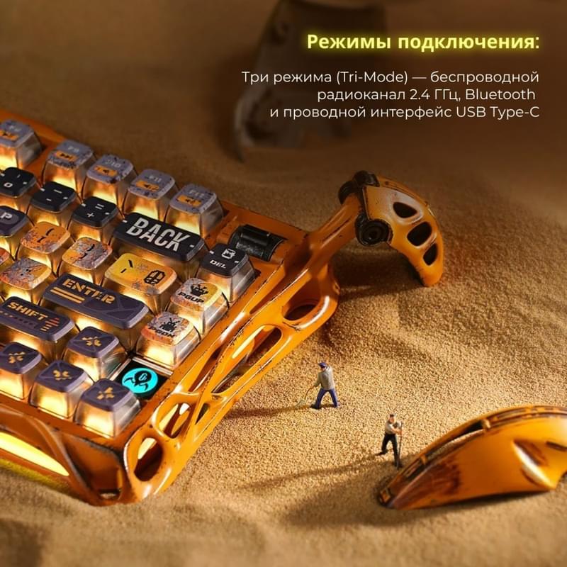 Сымсыз ойын клавиатура GravaStar Mercury K1 Pro Battle-Worn Yellow (GS K1 PRO_YLW) - фото #7, Technodom.kz