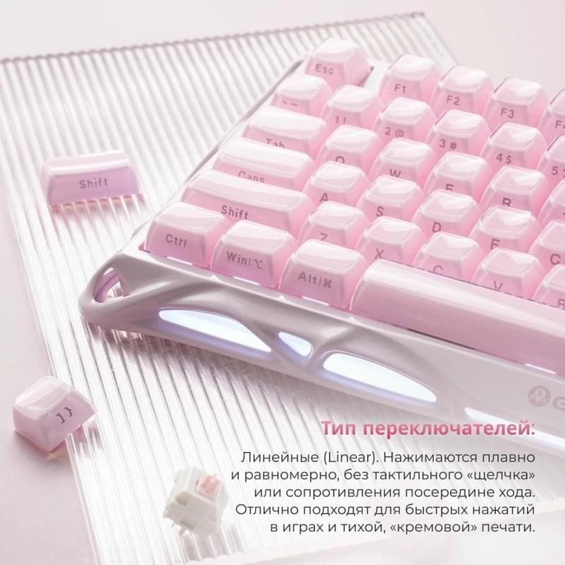 Сымсыз ойын клавиатура GravaStar Mercury K1 Sakura Pink (GS K1_P_PNK) - фото #3, Technodom.kz