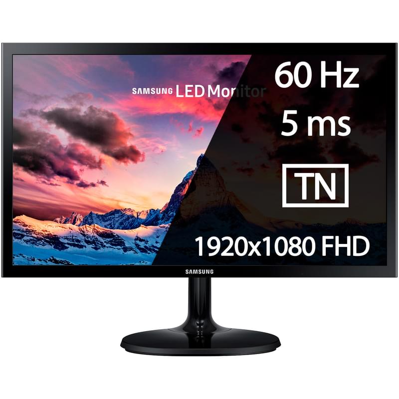 Монитор 21.5" Samsung LS22F350FHIX 1920х1080 16:9 TN 60ГЦ (HDMI+VGA) Black - фото #0, Technodom.kz