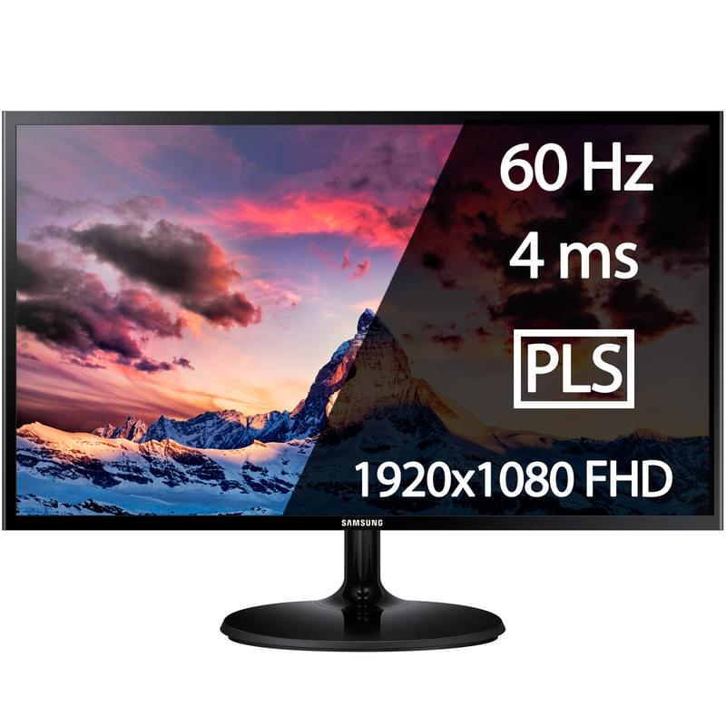 Монитор 24" Samsung LS24F350FHIX 1920х1080 16:9 PLS 60ГЦ (HDMI+VGA) Black - фото #0, Technodom.kz